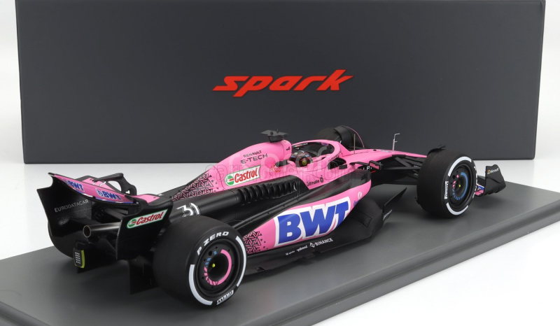 Spark-model Alpine F1  A523 Team Bwt Alpine N 31 Season 2023 Esteban Ocon 1:18 Růžová Modrá