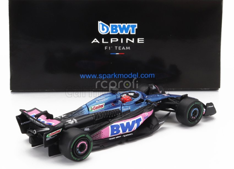 Spark-model Alpine F1  A523 Team Bwt Alpine N 31 Season 2023 Esteban Ocon 1:64 Modrá Růžová