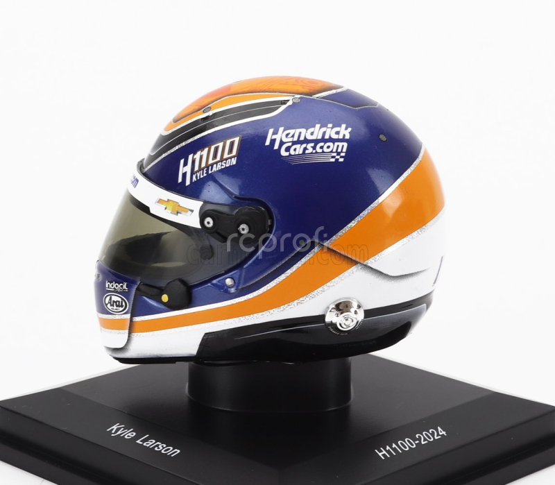 Spark-model Arai helmet Casco Helmet Kyle Larson Team Arrows Mclaren H1100 Nascar Cup Series Season 2024 1:5 Modrá Oranžová Bílá