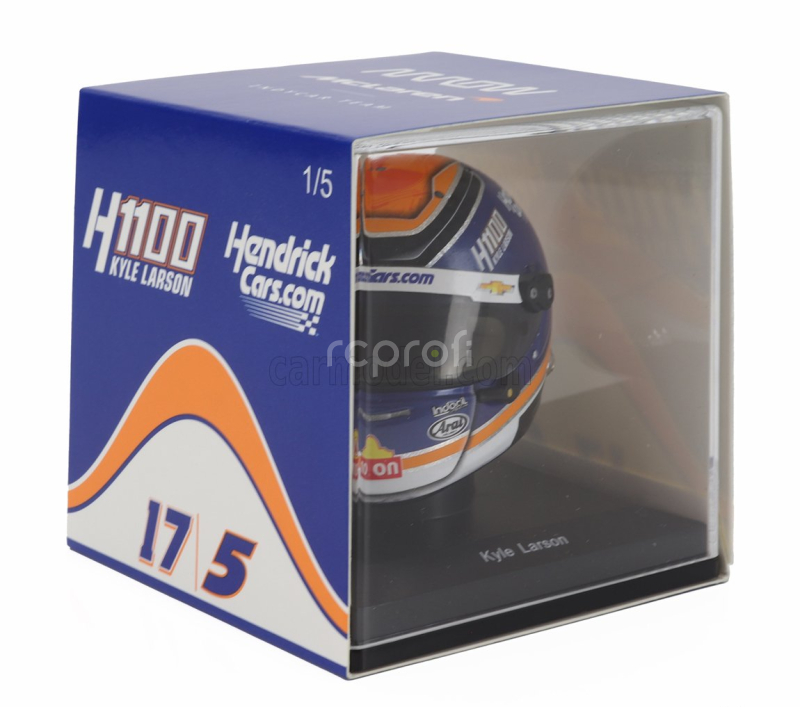 Spark-model Arai helmet Casco Helmet Kyle Larson Team Arrows Mclaren H1100 Nascar Cup Series Season 2024 1:5 Modrá Oranžová Bílá