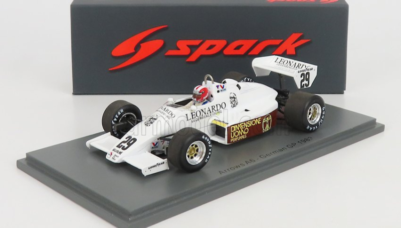 Spark-model Arrows F1  A6 N 29 Germany Gp 1983 M.surer 1:43 Bílá