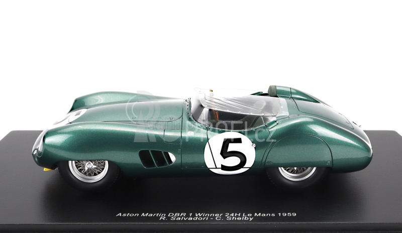 Spark-model Aston martin Dbr1 3.0l Spider Team David Brown Racing Dept. N 5 Winner 24h Le Mans 1959 R.salvadori - C.shelby - Con Vetrina - With Showcase 1:18 Zelená