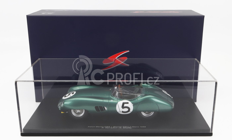 Spark-model Aston martin Dbr1 3.0l Spider Team David Brown Racing Dept. N 5 Winner 24h Le Mans 1959 R.salvadori - C.shelby - Con Vetrina - With Showcase 1:18 Zelená