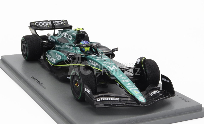Spark-model Aston martin F1  Amr23 Team Aramco Cognizant N 14 2nd Monaco Gp 2023 Fernando Alonso 1:43 Zelená
