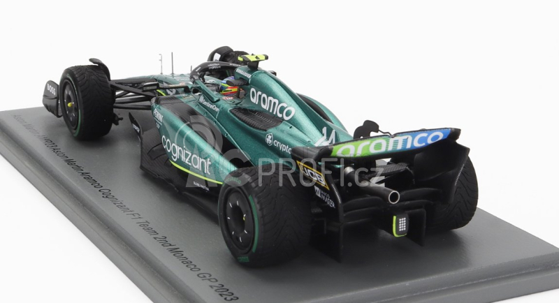 Spark-model Aston martin F1  Amr23 Team Aramco Cognizant N 14 2nd Monaco Gp 2023 Fernando Alonso 1:43 Zelená