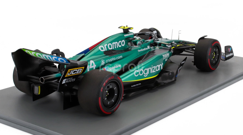 Spark-model Aston martin F1  Amr23 Team Aramco Cognizant N 14 7th British Gp 2023 Fernando Alonso 1:12 Zelená