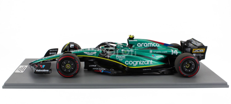 Spark-model Aston martin F1  Amr23 Team Aramco Cognizant N 14 7th British Gp 2023 Fernando Alonso 1:12 Zelená