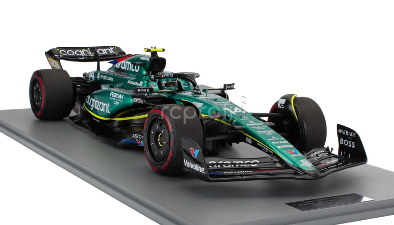 Spark-model Aston martin F1  Amr23 Team Aramco Cognizant N 14 7th British Gp 2023 Fernando Alonso 1:12 Zelená