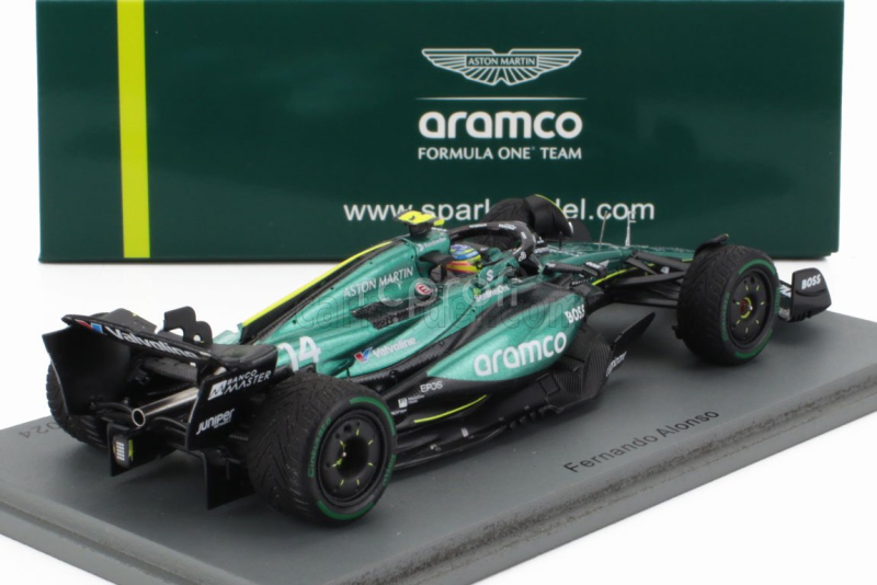 Spark-model Aston martin F1  Amr24 Team Aramco Cognizant N 14 Canada Gp 2024 Fernando Alonso 1:43 Zelená Černá