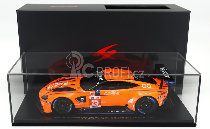 Spark-model Aston martin Vantage Amr 4.0l Turbo V8 Team Ort By Tf N 25 2nd Lmgte Class 24h Le Mans 2023 A.al Harthy - M.dinan - C.eastwood 1:18 Orange