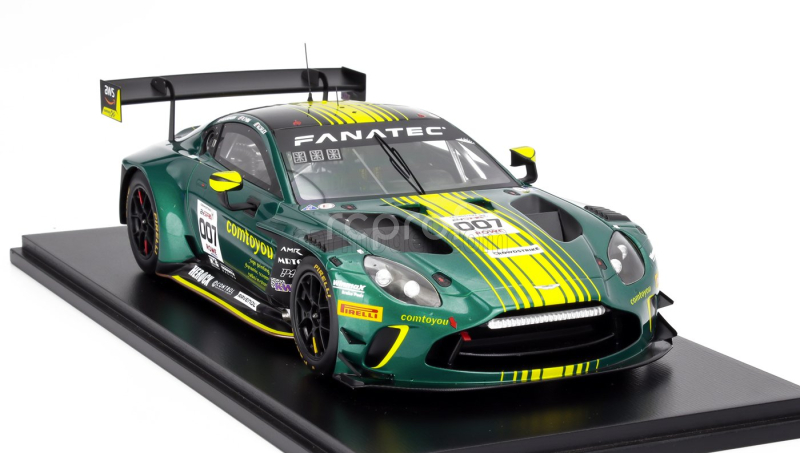 Spark-model Aston martin Vantage Amr Gt3 Evo Team Comtoyou Racing N 007 24h Spa 2024 M.drudi - N.thiim - M.sorensen 1:18 Modrá Žlutá