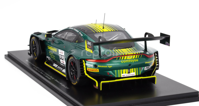 Spark-model Aston martin Vantage Amr Gt3 Evo Team Comtoyou Racing N 007 24h Spa 2024 M.drudi - N.thiim - M.sorensen 1:18 Modrá Žlutá
