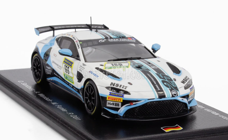 Spark-model Aston martin Vantage Amr Gt3 Team Dorr Motorsport N 169 24h Nurburgring 2024 O.sandberg - A.wenisch - M.funke - P.dorr 1:43 Bílá Modrá Černá