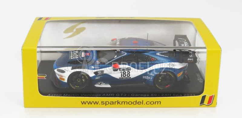 Spark-model Aston martin Vantage Amr Gt3 Team Garge 59 N 188 24h Spa 2021 A.west - C.goodwin - C.eastwood - M.kirchhofer 1:43 2 Tóny Modré Bílé