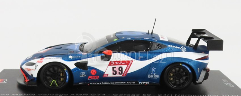 Spark-model Aston martin Vantage Gt4 Team Amr N 59 24h Nurburgring 2020 A.west - C.goodwin - D.turner - J.adam 1:43 Modrá Bílá Černá