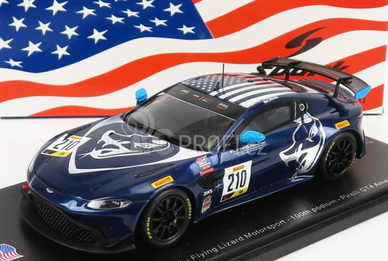 Spark-model Aston martin Vantage Gt4 Team Flying Lizard Motorsport N 210 100th Podium Pirelli Gt4 Austin 2020 M.dinan 1:43 Black