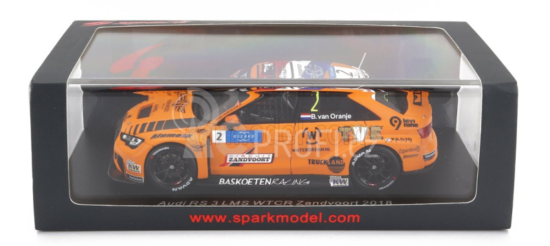 Spark-model Audi A3 Rs3 Lms N 2 Wtcr Zandvoort 2018 Prince Bernhard Van Oranje 1:43 Orange