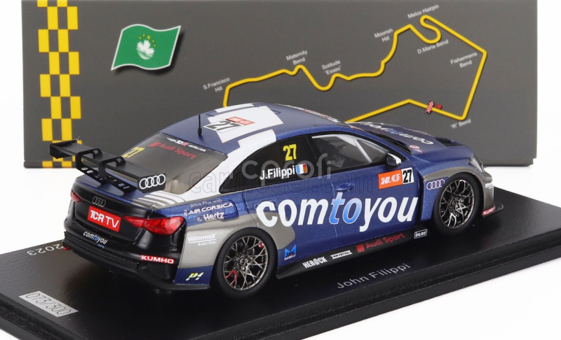 Spark-model Audi A3 Rs3 Lms N 27 Tcr Worl Tour Macau Race 2 2023 John Filippi 1:43 Modrá Bílá