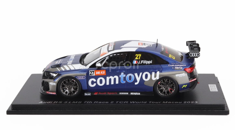 Spark-model Audi A3 Rs3 Lms N 27 Tcr Worl Tour Macau Race 2 2023 John Filippi 1:43 Modrá Bílá