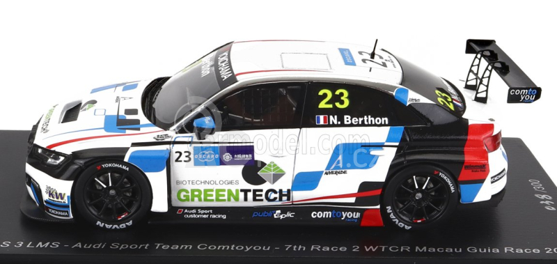 Spark-model Audi A3 Rs3 Lms Team Audi Sport N 23 7th Race 2 Wtcr Macau Guia 2018 N.berthon 1:43 Bílá Černá