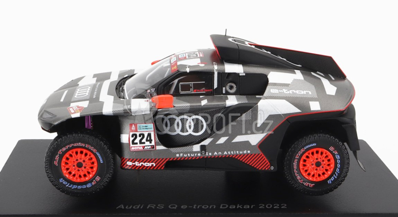 Spark-model Audi Q E-tron Rs Team Audi Sport N 224 Rally Dakar 2022 M.ekstrom - E.bergkvist 1:43 Šedá Stříbrná Černá