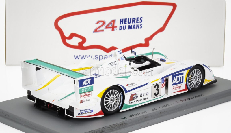 Spark-model Audi R8 3.6l Turbo Team Adt Champion Racing N 3 Winner 24h Le Mans 2005 Tom Kristensen - Jj Leto - Marco Werner 1:43 Bílá Zelená