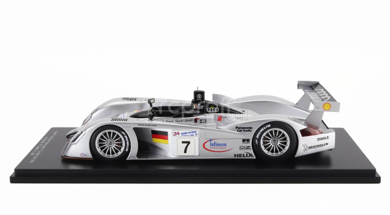 Spark-model Audi R8 3.6l Turbo V8 Team Audi Sport Joest N 7 3rd 24h Le Mans 2000 Michele Alboreto - Rinaldo Capello - Christian Abt 1:18 Stříbrná Černá
