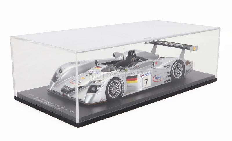 Spark-model Audi R8 3.6l Turbo V8 Team Audi Sport Joest N 7 3rd 24h Le Mans 2000 Michele Alboreto - Rinaldo Capello - Christian Abt 1:18 Stříbrná Černá