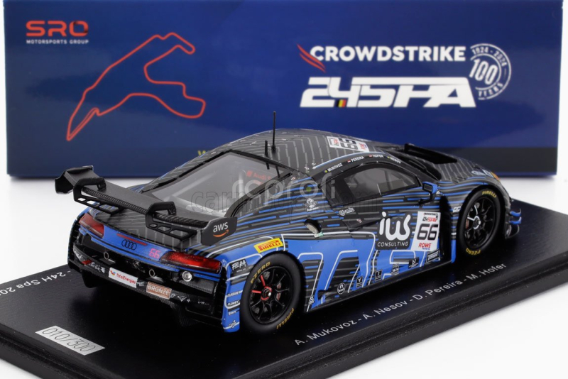 Spark-model Audi R8 Lms Gt3 Evo Ii 5.2l V10 Team Tresor Attempto Racing N 66 24h Spa 2024 Andrey Mukovoz - Alexey Nesov - Dylan Pereira - Max Hofer 1:43 2 Tóny Modré