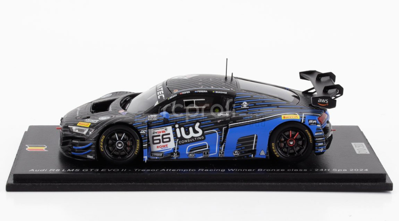 Spark-model Audi R8 Lms Gt3 Evo Ii 5.2l V10 Team Tresor Attempto Racing N 66 24h Spa 2024 Andrey Mukovoz - Alexey Nesov - Dylan Pereira - Max Hofer 1:43 2 Tóny Modré