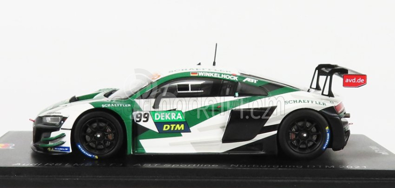 Spark-model Audi R8 Lms Gt3 Team Abt Sportline N 99 Dtm Nurburgring 2021 M.winkelhock 1:43 Zelená Bílá