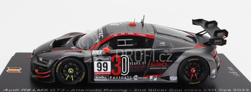 Spark-model Audi R8 Lms Gt3 Team Attempto Racing N 99 2nd Silver Cup Class 24h Spa 2022 M.zug - J.puhakka - N.scholl - A.aka 1:43 Černá Červená
