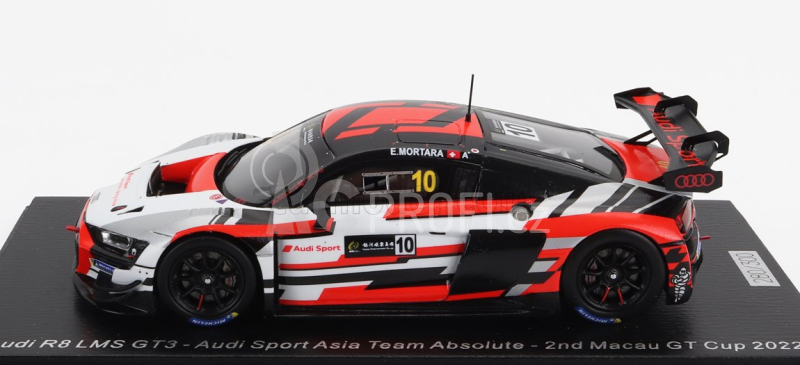 Spark-model Audi R8 Lms Gt3 Team Audi Sport Asia Absolute N 10 2nd Gt Cup Macau 2022 E.mortara 1:43 Bílá Červená
