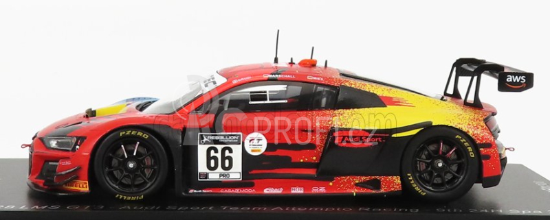 Spark-model Audi R8 Lms Gt3 Team Audi Sport Attempto Racing N 66 24h Spa 2021 M.drudi - D.marschall - C.mies 1:43 Oranžová Světle Modrá