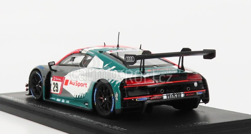 Spark-model Audi R8 Lms Gt3 Team Audi Sport Land N 29 24h Nurburgring 2021 C.mies - K.van Der Linde - R.rast 1:43 Bílá Šedá Modrá
