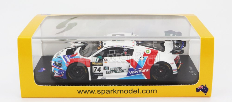 Spark-model Audi R8 Lms Gt3 Team Audi Sport Team Valvoline N 74 4th 12h Bathurst 2022 K.van Der Linde - N.berthon - B.schumacher 1:43 Bílá Modrá Červená