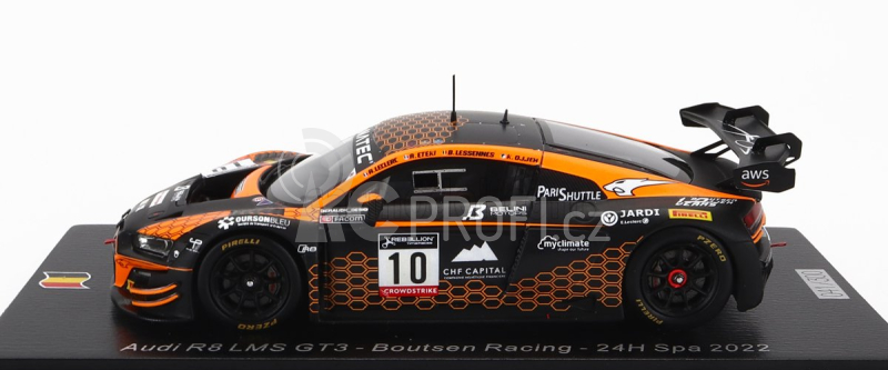 Spark-model Audi R8 Lms Gt3 Team Boutsen Racing N 10 24h Spa 2022 K.ojjeh - B.lessennes - A.leclerc - A.eteki 1:43 Oranžová Černá