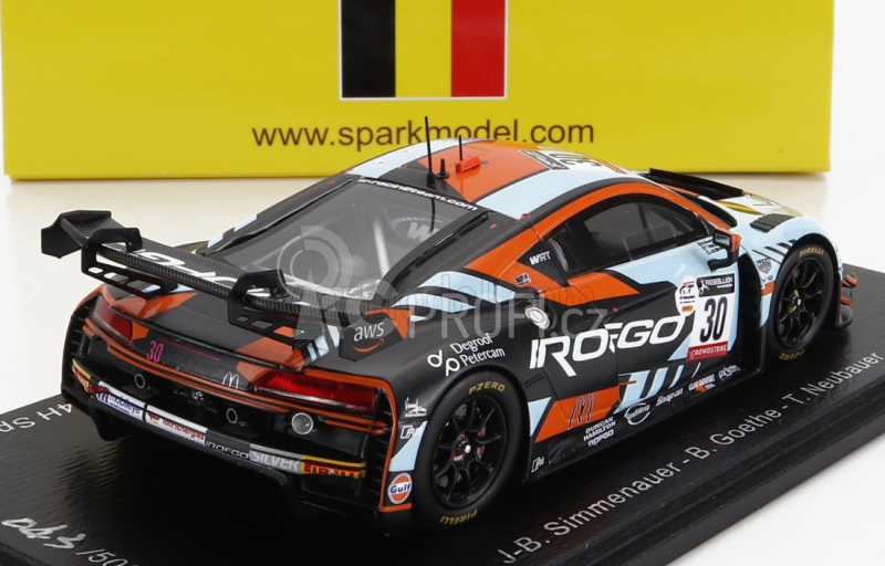 Spark-model Audi R8 Lms Gt3 Team Wrt N 30 Winner Silver Cup Class 24h Spa 2022 J.b.simmenauer - B.goethe - T.neubauer 1:43 Bílá Oranžová Černá