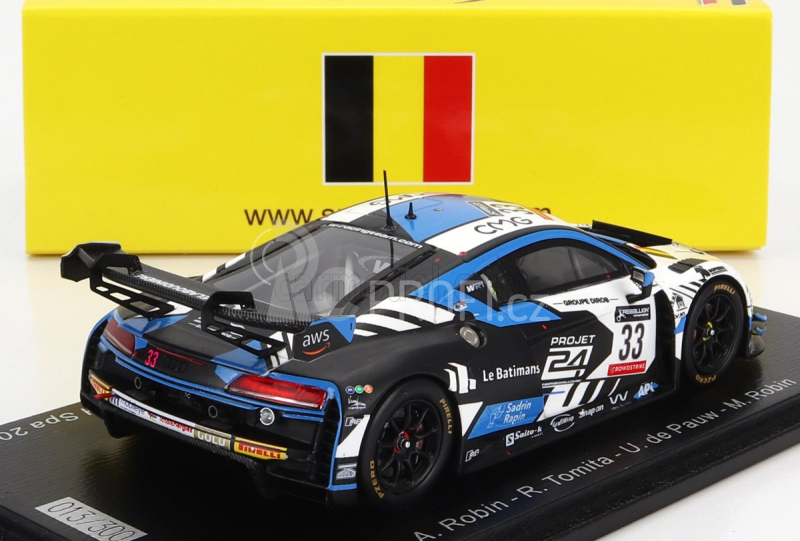 Spark-model Audi R8 Lms Gt3 Team Wrt N 33 2nd Gold Cup Class 24h Spa 2022 A.robin - R.tomita - U.de Pauw - M.robin 1:43 Světle Modrá Bílá Černá
