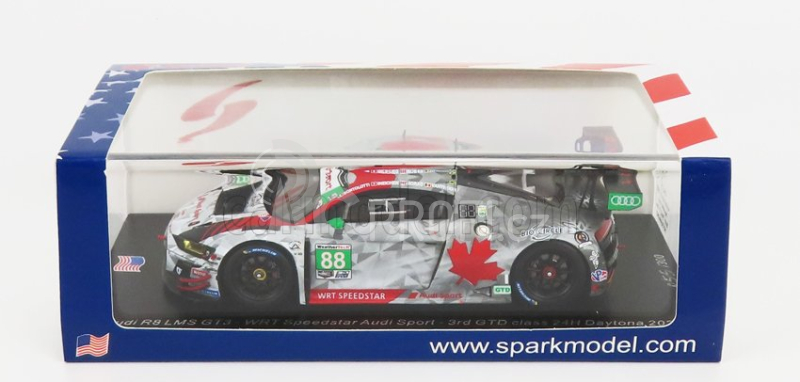 Spark-model Audi R8 Lms Gt3 Team Wrt Speedstar Audi Sport N 88 3rd Gtd Class 24h Daytona 2020 M.bortolotti - R.ineichen - D.morad - D.vanthoor 1:43 Bílá Šedá Červená