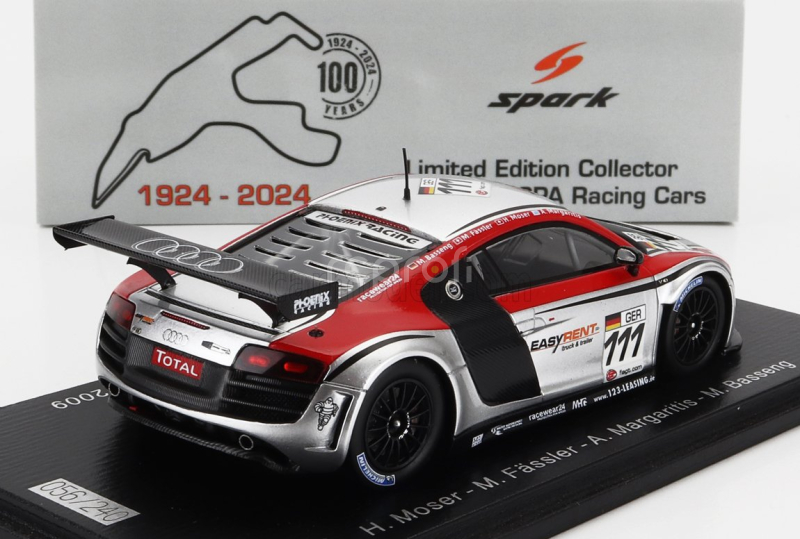 Spark-model Audi R8 Lms Team Phoenix Racing N 111 24h Spa 2009 Henri Moser - Marcel Fassler - Alex Margaritis - Marc Basseng 1:43 Silver Red