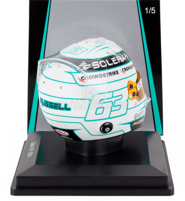 Spark-model Bell helmet Casco Helmet F1 George Russell F1 Team Mercedes Amg N 63 Qatar Gp 2024 1:5 Bílá