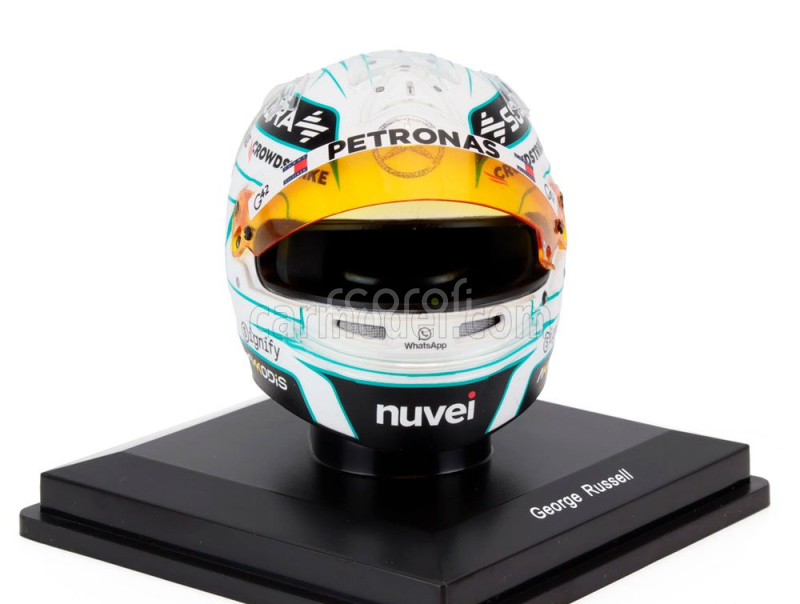 Spark-model Bell helmet Casco Helmet F1 George Russell F1 Team Mercedes Amg N 63 Qatar Gp 2024 1:5 Bílá