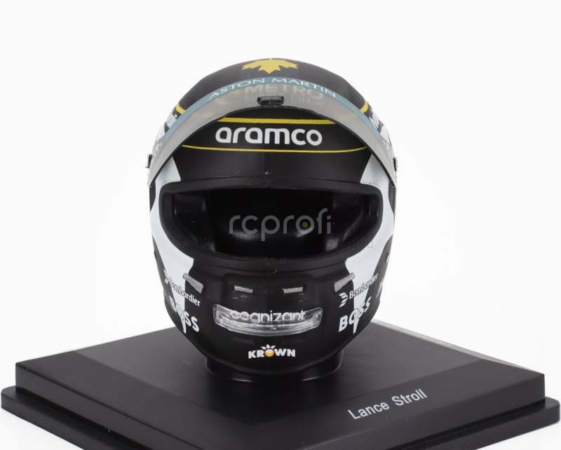 Spark-model Bell helmet Casco Helmet F1 Lance Stroll Team Aramco Cognizant Aston Martin N 18 Canada Gp 2024 1:5 Black