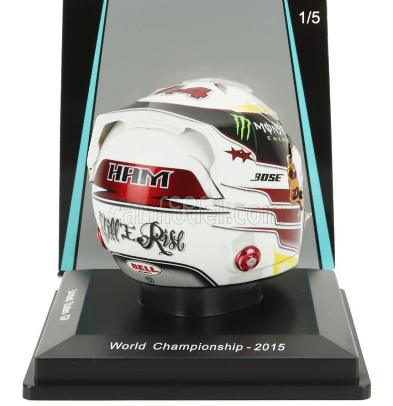 Spark-model Bell helmet Casco Helmet F1 Lewis Hamilton World Champion Team Amg Petronas W06 N 44 Winner Usa Gp 2015 1:5 Bílá Fialová
