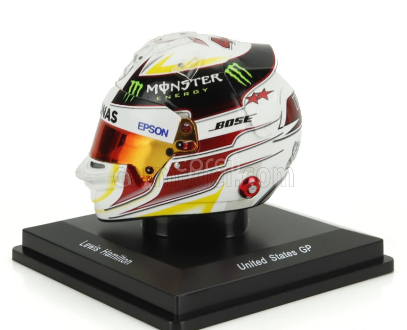 Spark-model Bell helmet Casco Helmet F1 Lewis Hamilton World Champion Team Amg Petronas W06 N 44 Winner Usa Gp 2015 1:5 Bílá Fialová