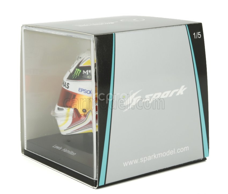 Spark-model Bell helmet Casco Helmet F1 Lewis Hamilton World Champion Team Amg Petronas W06 N 44 Winner Usa Gp 2015 1:5 Bílá Fialová