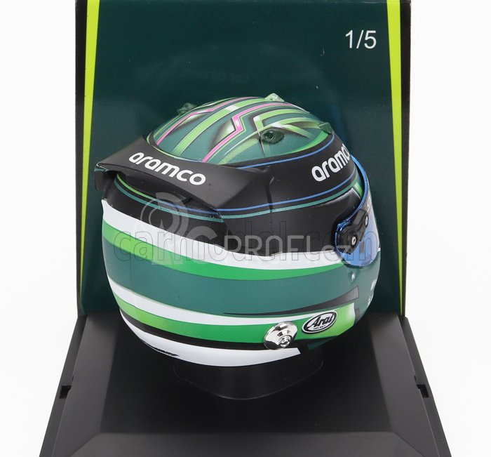 Spark-model Bell helmet F1  Casco Helmet Aston Martin Amr23 Team Aramco Cognizant N 0 F1 Test 2023 Jessica Hawkins 1:5 Zelená