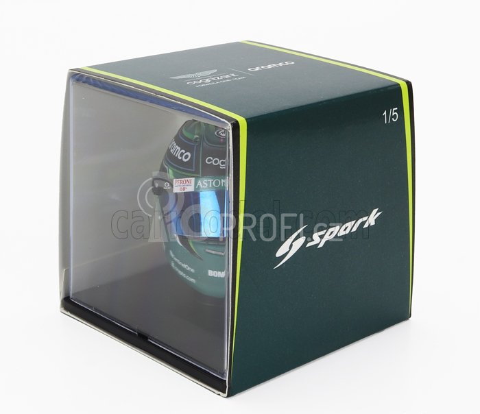 Spark-model Bell helmet F1  Casco Helmet Aston Martin Amr23 Team Aramco Cognizant N 0 F1 Test 2023 Jessica Hawkins 1:5 Zelená