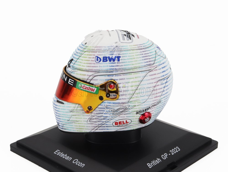 Spark-model Bell helmet F1  Casco Helmet Renault A523 Team Bwt Alpine N 31 British Gp 2023 Esteban Ocon 1:5 Bílá